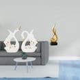 thumbnail image 2 of Elegante figura de cisne de cerámica con llama abstracta. Escultura de arte moderno para estantería, armario, sala de estar o escritorio. Adorno decor, 2 of 8