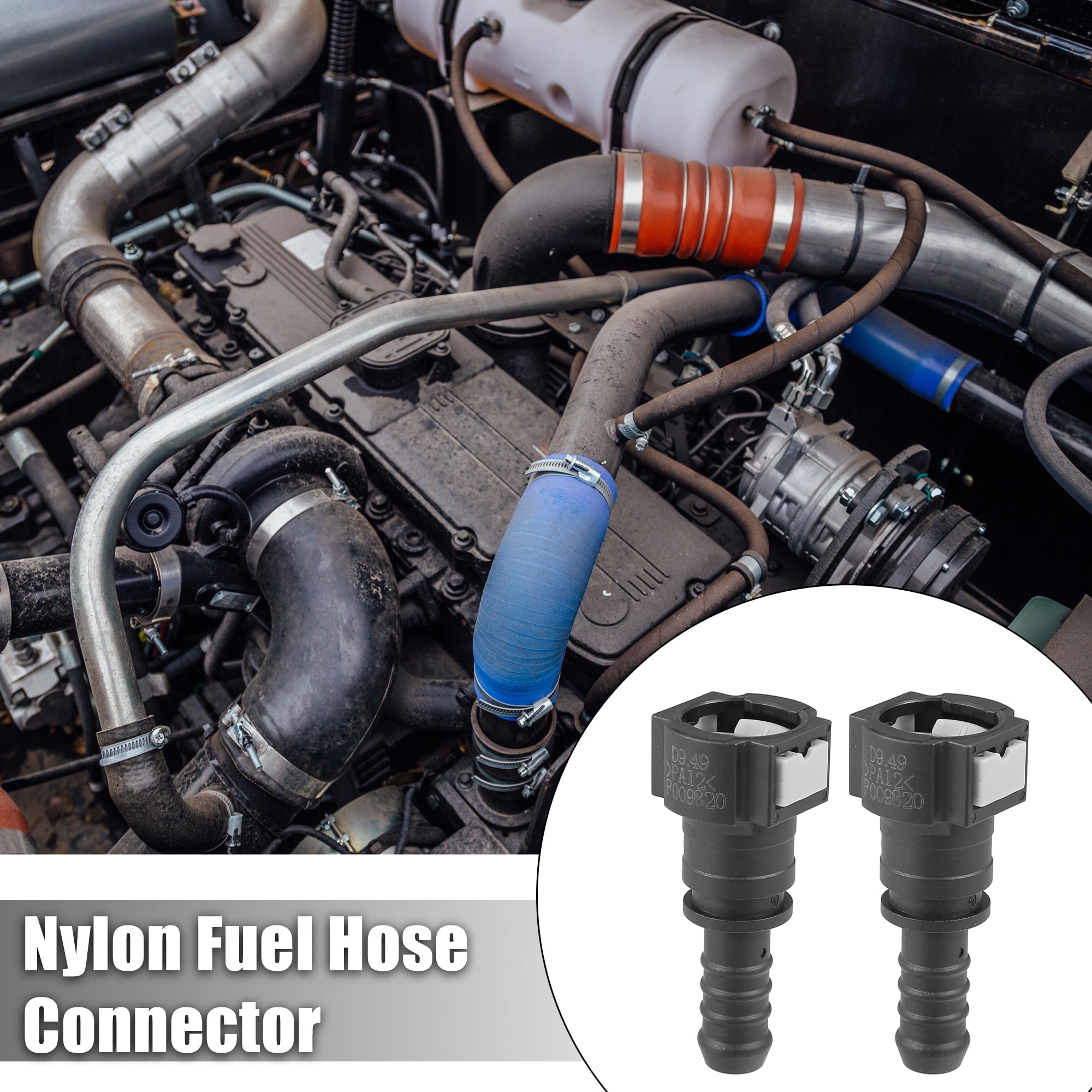 Unique Bargains 2pcs Fuel Line Straight Push-On Barb Adapter Connector 3/8-3/8in