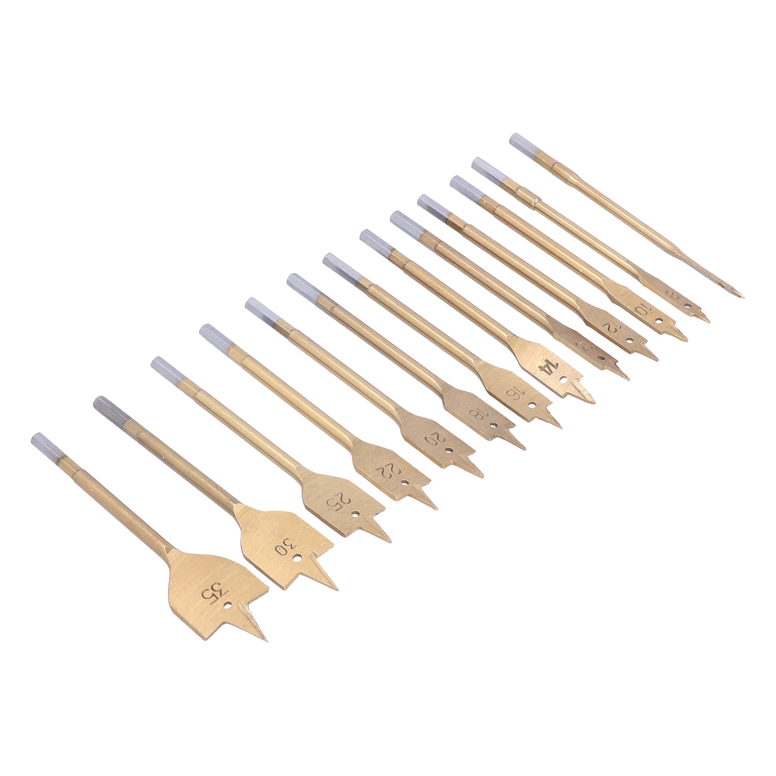 13 Pieces Titanium Coating Carbon Steel Paddle Flat Bit Carbon Steel Spade Drill Bit Set For Hole Cutter Woodworking