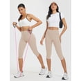 thumbnail image 2 of BALEAF Womens High Waisted Capri Leggings with Pockets Tummy Control Yoga Gym Pants Beige XXXL, 2 of 6