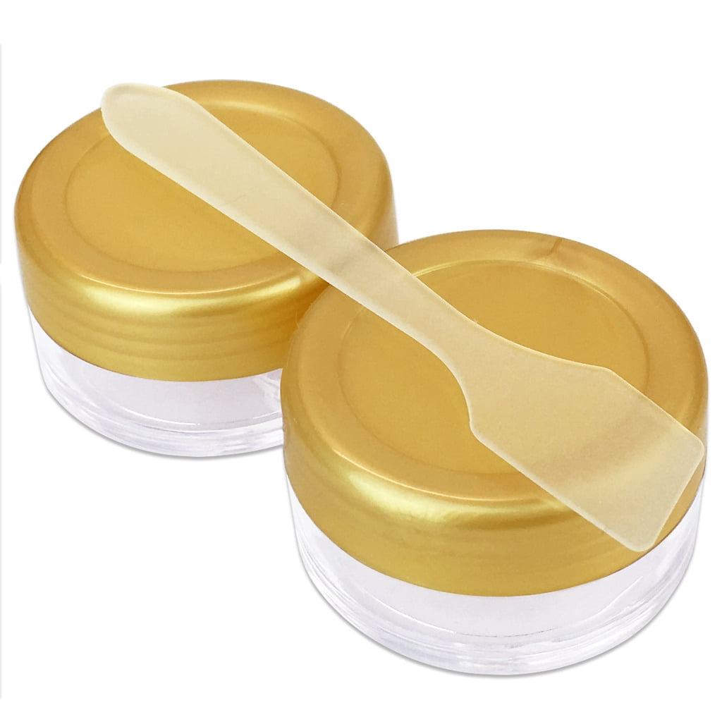 10G/10ML Plastic Clear Cosmetic Sample Jars with Gold Lid and Spatulas