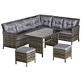 thumbnail image 1 of 6pcs Outdoor Rattan Sofa Set Garden Wicker Sectional Couch Furniture Set with Dining Table and Chair Dark Grey, 1 of 7