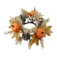 thumbnail image 2 of Vela de Acción de Gracias, Adorno de Anillo, , Vela, Corona, Hojas Artificiales, Corona de Calabaza para Festival, Cafetería, Bar, Otoño Naranja, 2 of 8