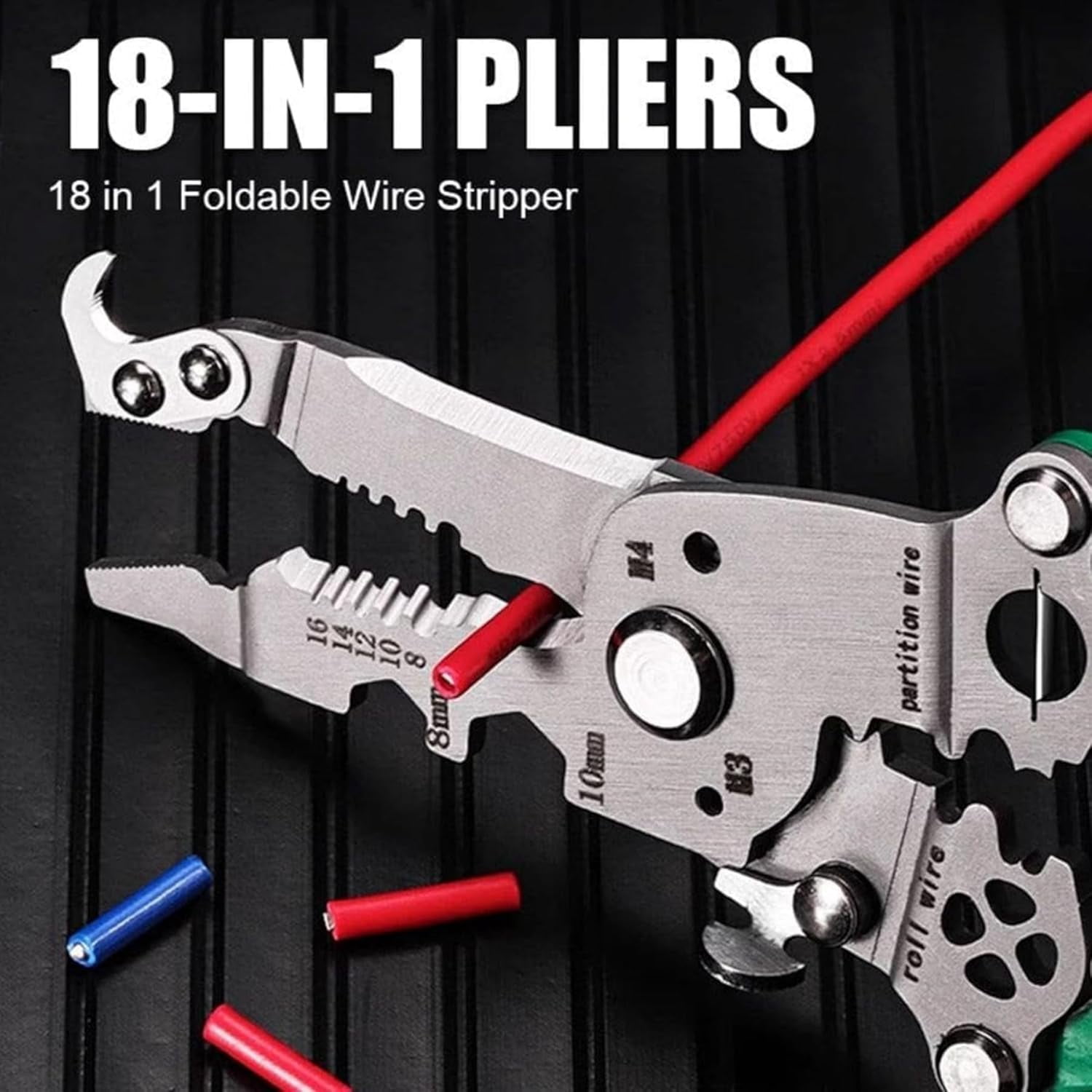18 in 1 wire stripper，18 in 1 wire stripper foldable，for Cutting and Pulling Wires Cable Scissors (2PCS)