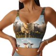 thumbnail image 2 of Uemuo Cute Prairie Sheep Herd Pattern Women's Sports Bra - High Impact Support, Breathable, and Comfortable Athletic Bra for Running, Yoga, and Workouts, 2 of 9