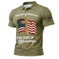 thumbnail image 2 of Men's US 250th Anniversary Polo Shirt with One Nation Under God and Cross Flag Print Featuring Classic Collar and Short Sleeves&nbsp; Army Green L, 2 of 5