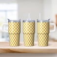 thumbnail image 2 of Stainless Steel 20oz Insulated Geometric Textured Tumbler, Double Wall Coffee Travel Mug with Handle, Leak Proof Straw Lid, 2 of 5