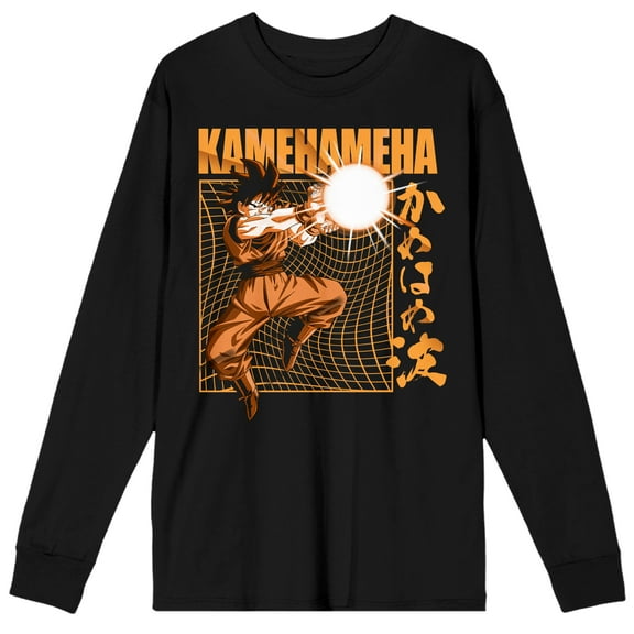 Dragon Ball Z Goku Kamehameha Attack on Black Long Sleeve Adult Crew neck-Medium