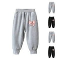 thumbnail image 2 of Qingpeng Toddler Boys Girls Cotton Joggers Kids Casual Loose Elastic Waist Bow Print Pull-On Sweatpants with Pockets, 2 of 3