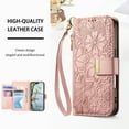 thumbnail image 4 of Decase Anti-Scratch PU Leather Wallet Case Compatible with Samsung Galaxy A16 5G,Shockproof Magnetic Buckle Hybrid Case Cover with Zipper Pocket Credit Card Slot Cash Slot Wrist Strap Lanyard,Rosegold, 4 of 12