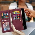 thumbnail image 4 of ELEHOLD Case for iPhone 16,  Large Space PU Leather Wallet Case with Zipper Pocket & Kickstand & Wrist Strap,Winered[Color], 4 of 6