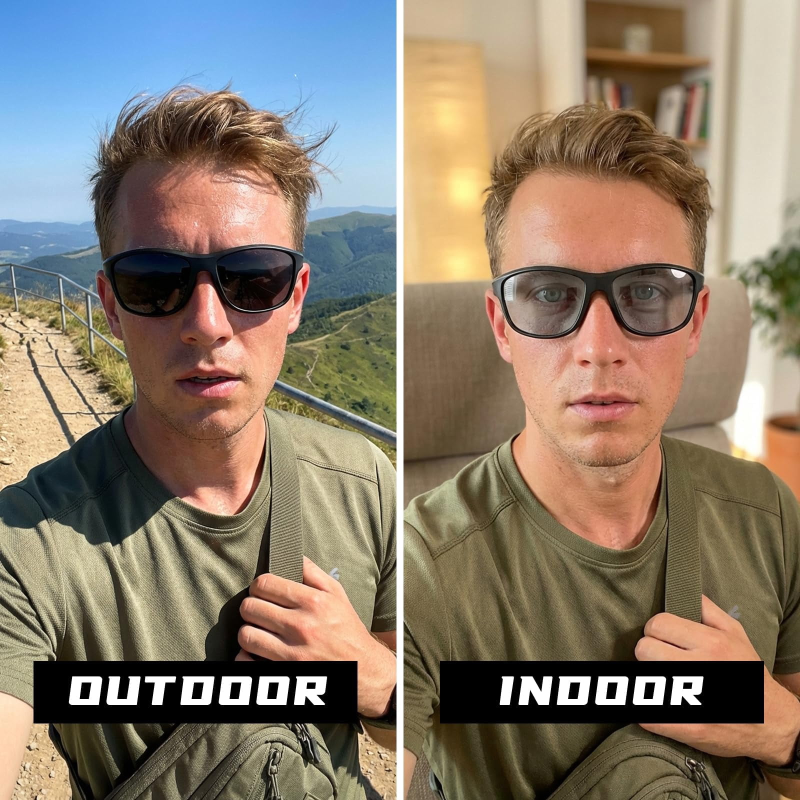 Myiaur Photochromic Sunglasses for Women Men, Polarized Sports Sun Glasses for Running Cycling Outdoor UV400 Protection