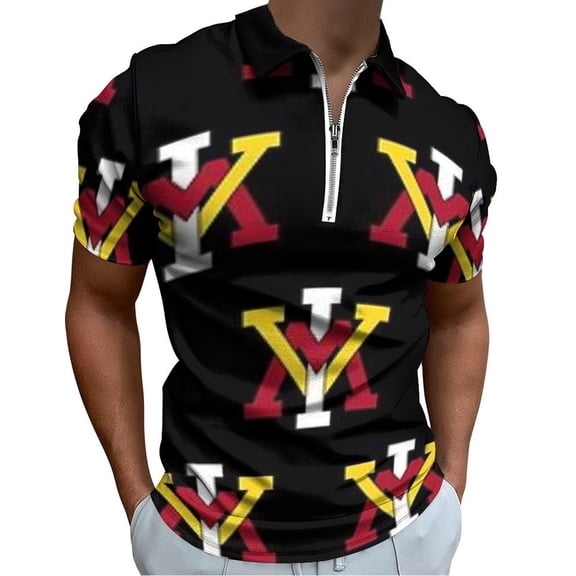 Keydets-VMI Men Zipper T-shirt Summer Casual Short Sleeve T-shirt Top