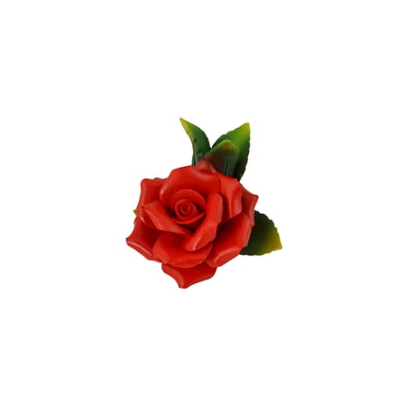 Large Decorative Red Rose Flower Art Decoration Capodimonte Porcelain 5” Tall