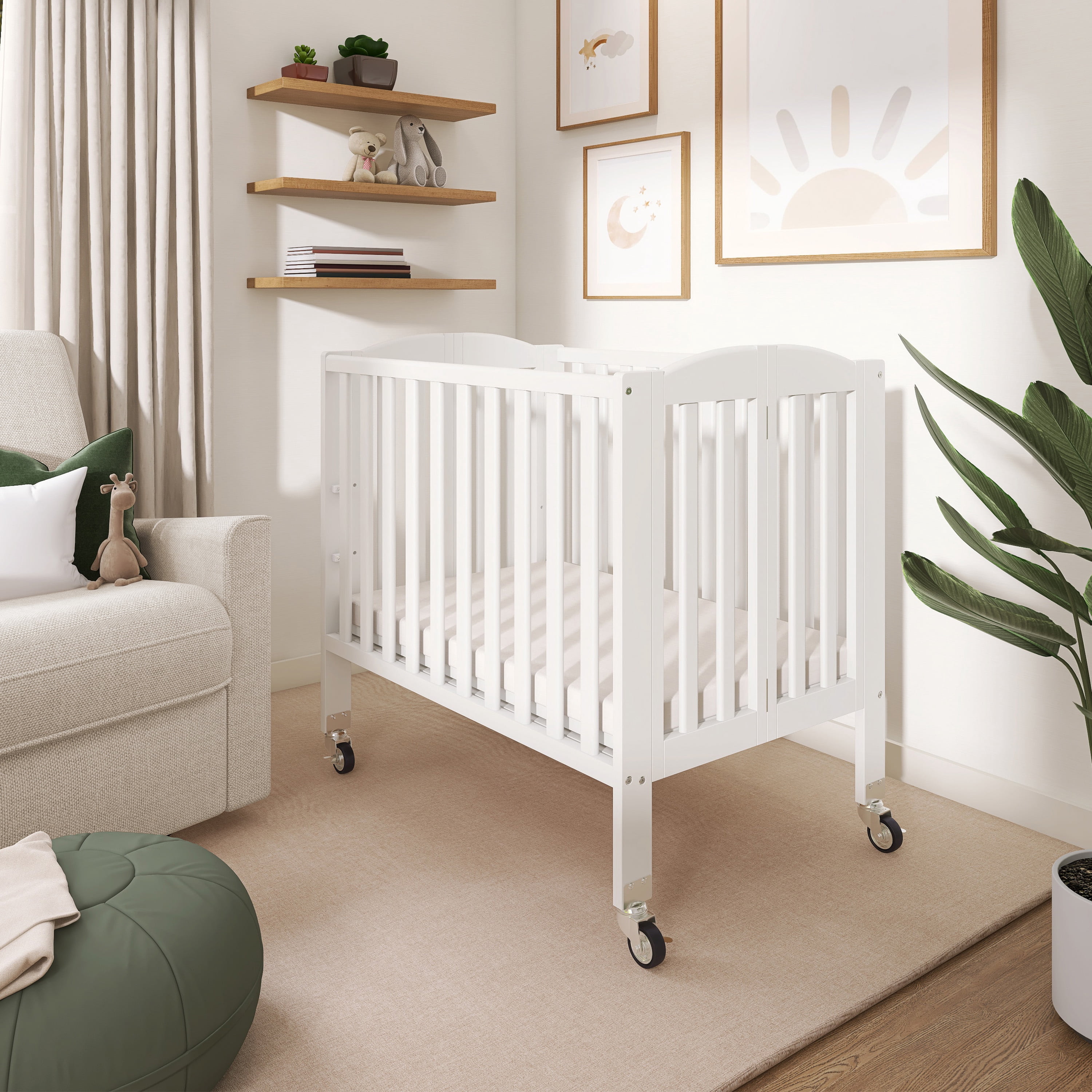 Dream On Me, 3 in 1 Birch Folding Portable Crib - White