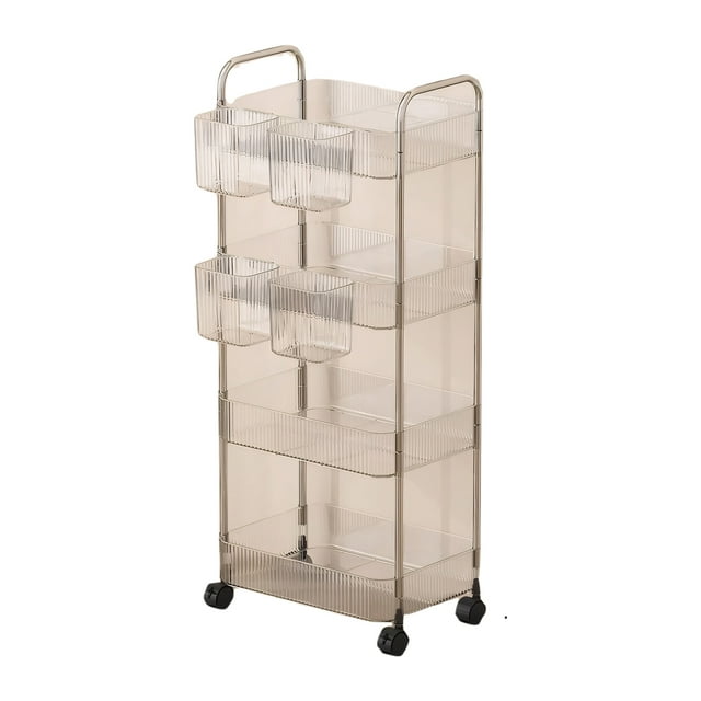 tredstone ABS Restaurant Kitchen Storage Horizontal And Vertical Dual Organizing Rack Moisture-proof And Rust grey,With box Four layers