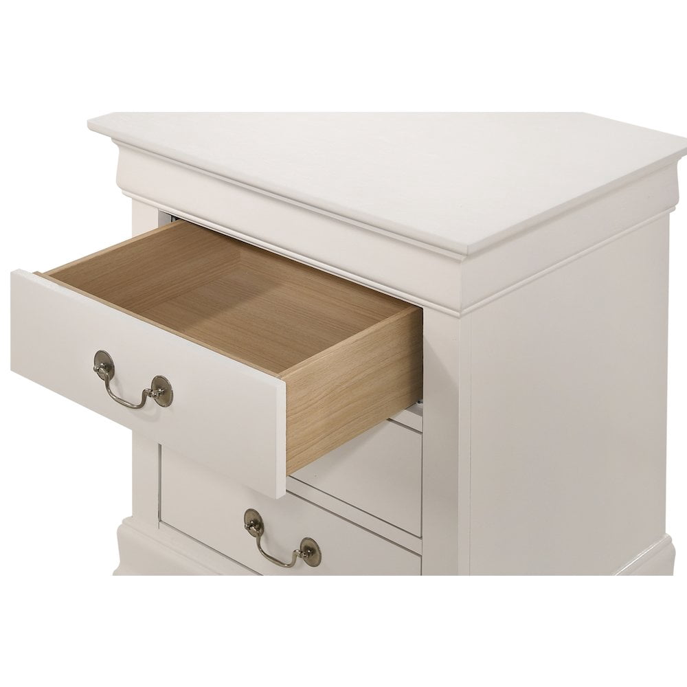 Glory Furniture Louis Phillipe Night Stand in White Color