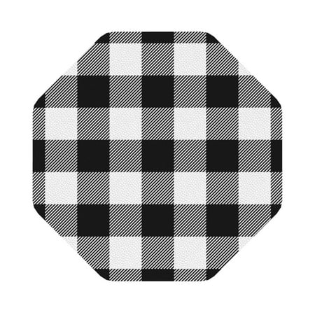

Matuu White And Black Plaid for Cup Coasters Set of 6 Leather Coasters Desk Coasters for Office Measures 4” x 4” Octagon