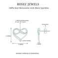 thumbnail image 6 of Rosec Jewels Moissanite Heart Stud Earrings - Heart Infinity Earrings for Women - D-VS1 Grade - Ready to Gift for Valentines, 925 Sterling Silver, 6 of 7