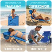 Ostrich The Original Chaise Beach Chair, Folding & Reclining Outdoor Lounger, Ocean Blue
