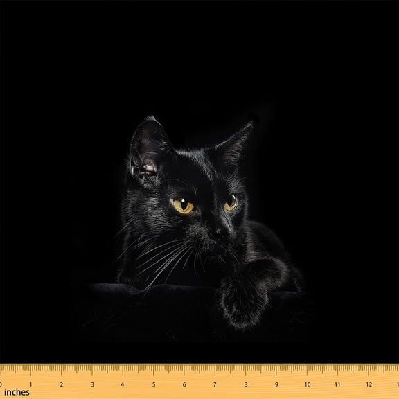 Erosebridal Cat Upholstery Fabric by the Yard,Black Cat Fabric,3D Cat Print Decorative Fabric,Cute Kawaii Animal Indoor Outdoor Fabric,Farmhouse Pet Animal DIY Fabric for Upholstery,Black 5 Yards