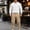 #158-Khaki, variant on Handshe Men's Solid Color Casual Pants and Shirt Set, Button Accents Round Neck Long Sleeve with Elastic Waist Drawstring Pockets for Lounge and Daily Wear