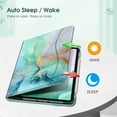 thumbnail image 3 of Fintie Folio Case for iPad Pro 11-inch (M5) 2025 / (M4) 2024, Multi-Angle Viewing Soft TPU Cover with Pocket & Pencil Holder, Emerald Marble, 3 of 11