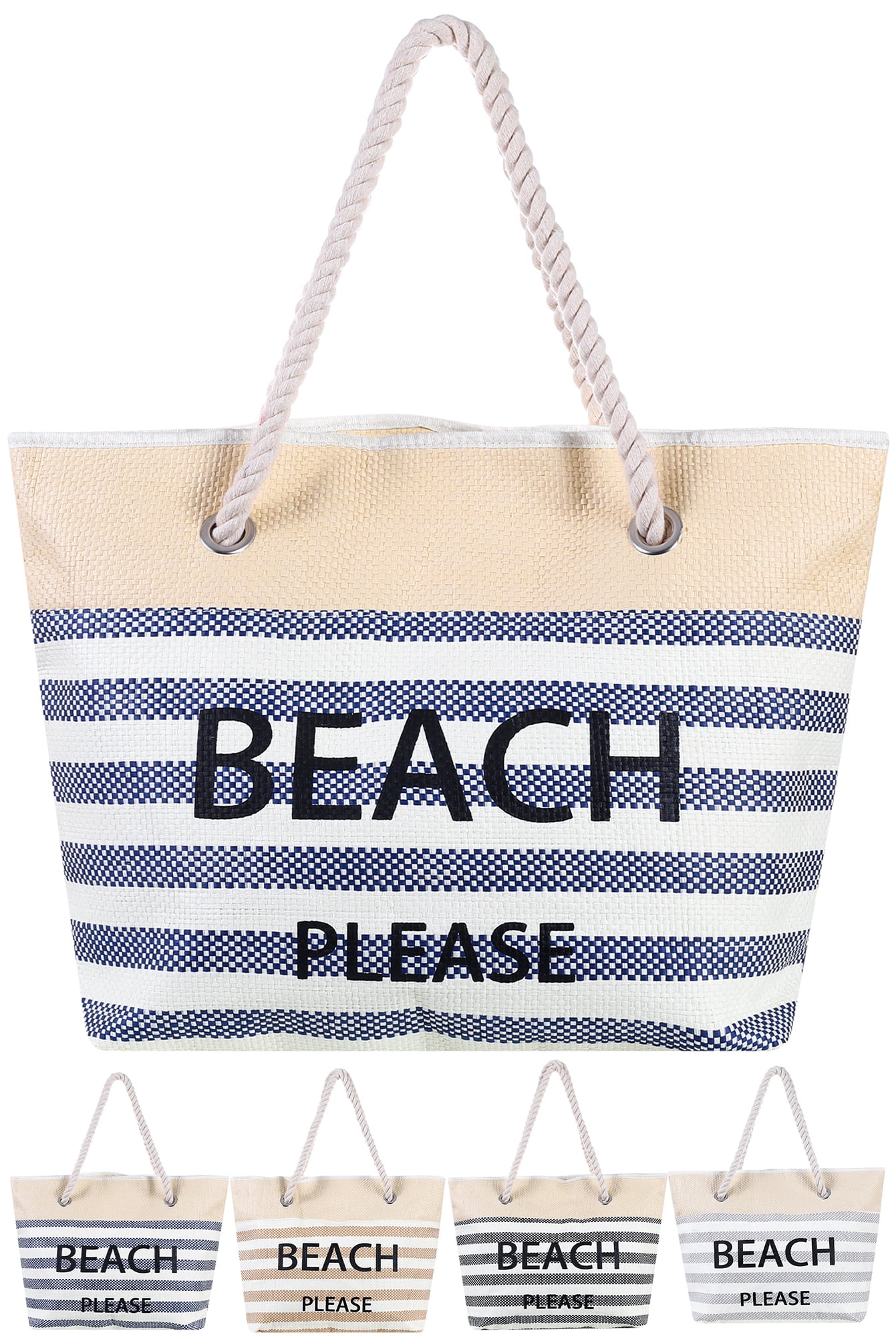 Prahalum Beach Bags for Women , Large Waterproof Sandproof Canvas Beach