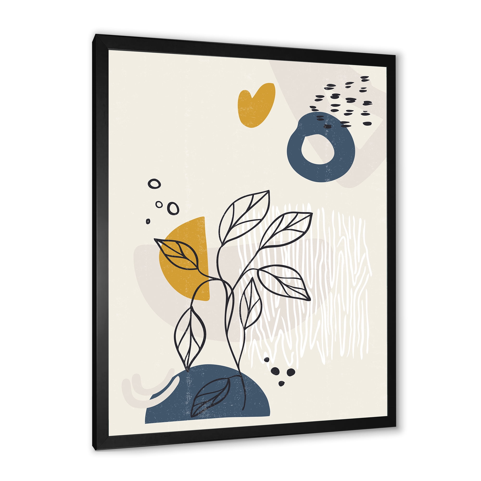 Designart 'Ancient Boho Art Minimalistic Flowers II' Modern Framed Art Print