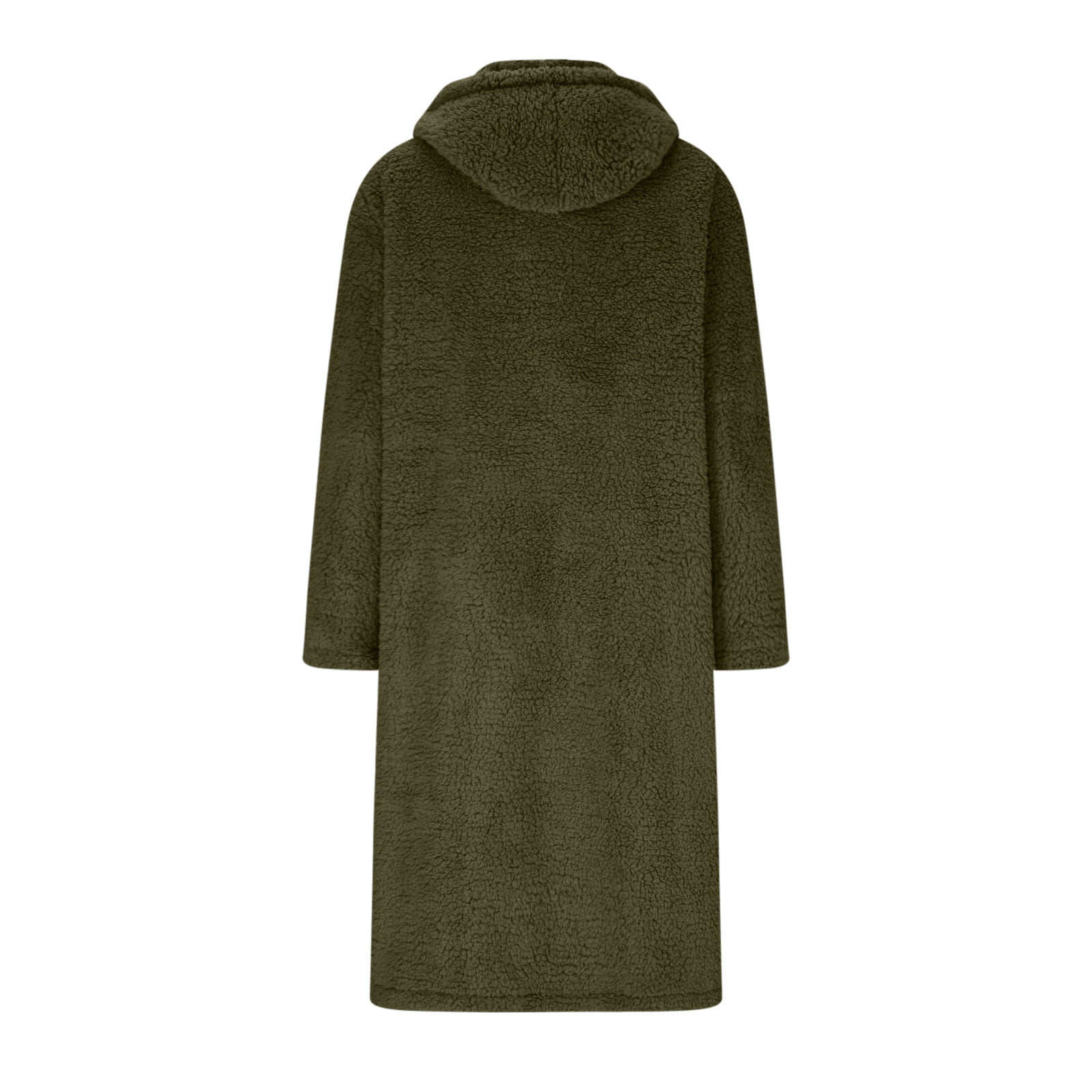 Winter Warm Sherpa Coats Jackets For Women Plus Size Hooded Faux Fur Solid  Color Long Pea Coat Outerwear 