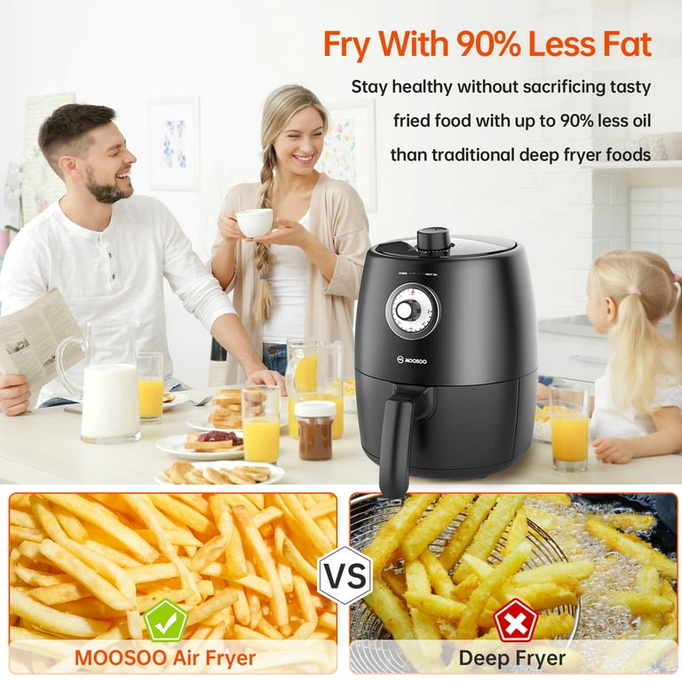 Rozmoz Healthy Air Fryers, 5.2Qt Air Fryer, 8 Preset Oil-Less Frying Modes, Quickly Heating with Air Fryer Cookbook, Black, Size: Small