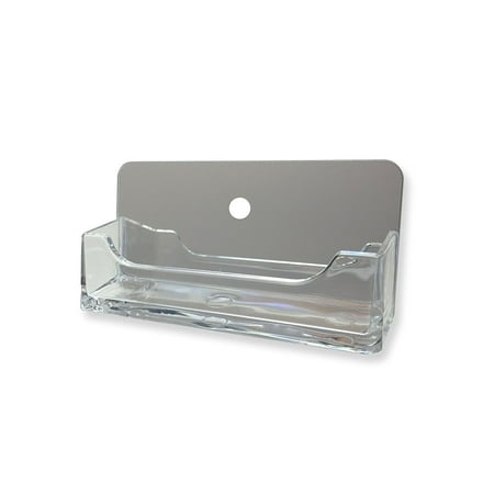 Single Clear Pocket Horizontal Chrome Wall Mount Business Card Single Clear Pocket Horizontal Chrome Wall Mount Business Card Holder Display