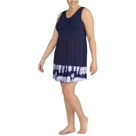 

Layla Plus Size Women s Printed Empire-Waist Short Chemise (Blue 1X)