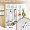 thumbnail image 5 of Euroco Farmhouse 59"W Wide Hall Tree with 8 Hooks, Practical Entryway Bench with Open Compartments, 76.7"H Modern 3-in-1 Wooden Style Coat and Shoe Rack for Mudroom, Living Room, White, 5 of 9