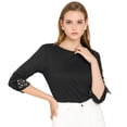 thumbnail image 1 of INSPIRE CHIC Blusa Cuello Redondo Manga Larga Estampado Animal Pu?o De Botón Para Mujer Negro S, 1 of 6