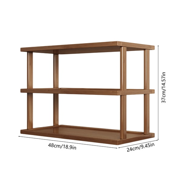 Wooden Shelf 3-Tier Wooden Storage Shelf | 19"X15"X9" Multifunctional Organizer | Bookshelf/Shoe Rack/Display Stand | Space Saving Cabinet for Living Room Bedroom Office Storage Rack