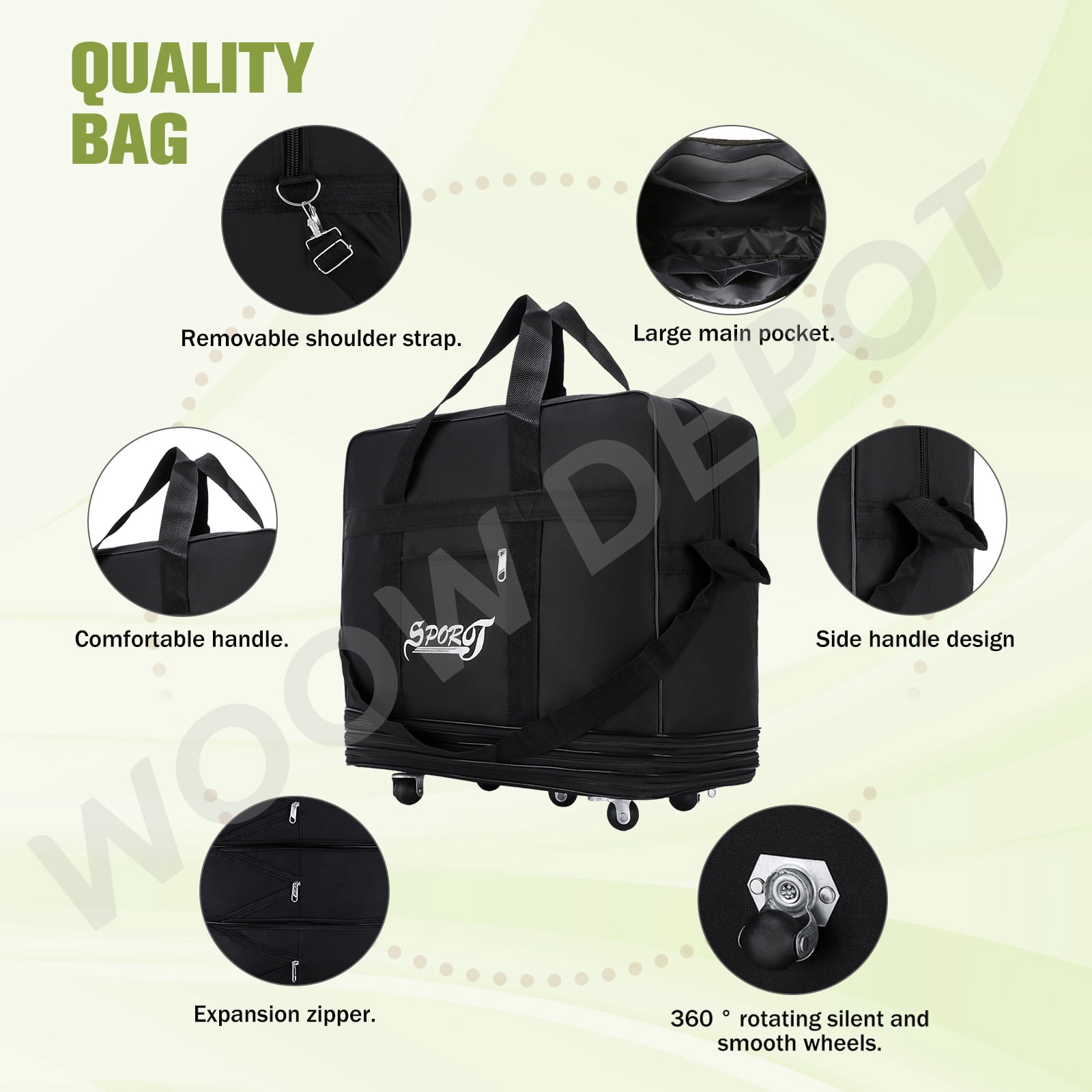 WOOW DEPOT 32in Expandable Suitcase Bag 4 Layer Collapsible Rolling Luggage Wheeled Duffle Bag Large for Home Storage Cargo Travel Business Moving