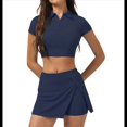 thumbnail image 2 of Vestidos de Tenis de 2 Piezas para Mujer, Vestido Deportivo de Corta con Pantalones Cortos. Azul Profundo M, 2 of 8