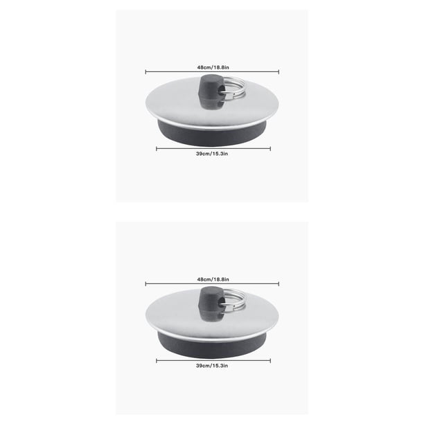 Yuarrent Tapón de desagüe para fregadero de cocina, lavabo para baño, bañera, tapón antideslizante de goma metálica con anillo 2piezas