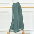 thumbnail image 2 of Jalioing Womens Chiffon Pant Flowy Wide Leg Drape Straight Leg Lightweight High Waist Boho Yoga Pants (Large, Green), 2 of 5