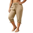 thumbnail image 2 of Yievot Plus Size Capri Pants for Women Elastic Waist Drawstring Summer Cropped Pant Casual Lounge Sweat Capris, 2 of 7