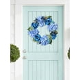thumbnail image 6 of Hapeisy Blue Summer Door Flower Wreath 17.7 Inch Handmade Vintage Artificial Flowers Garland Front Door Wreath Beautiful Silk Hydrangea, 6 of 10