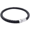 thumbnail image 3 of 3X Pulsera de Joyeria, Acero Inoxidable de Cuero, Pulsera de Cuero Trenzado, para Hombres Mujeres, Negro - Ancho 6mm - Longitud 23cm, 3 of 4