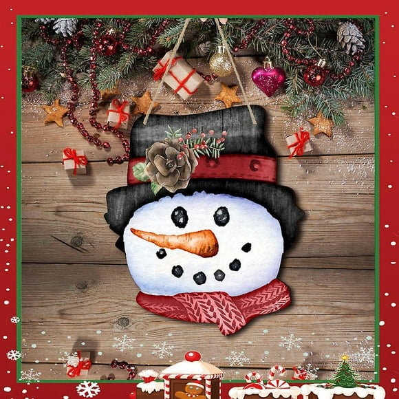 Dww-panneau De Nol En Bois Avec Bonhomme De Neige - Petit, Fentre, Porte D'entre, Dcoration Festive, Panneau En Bois