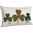 thumbnail image 4 of St.Patrick's Day Shamrock Pillow Covers 12x20 Pack of 2 Buffalo Polka Dot Leopard Clover Decorative Throw Pillow Cover,Spring Lumbar Linen Cushion Case Decoration for Sofa Couch Outdoor Indoor, 4 of 5