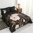 thumbnail image 4 of Wajade White Peony Floral Comforter Set 7 Piece Bed in a Bag 3D Print Floral Black Comforter Sets For All Season, Queen Size, 4 of 6