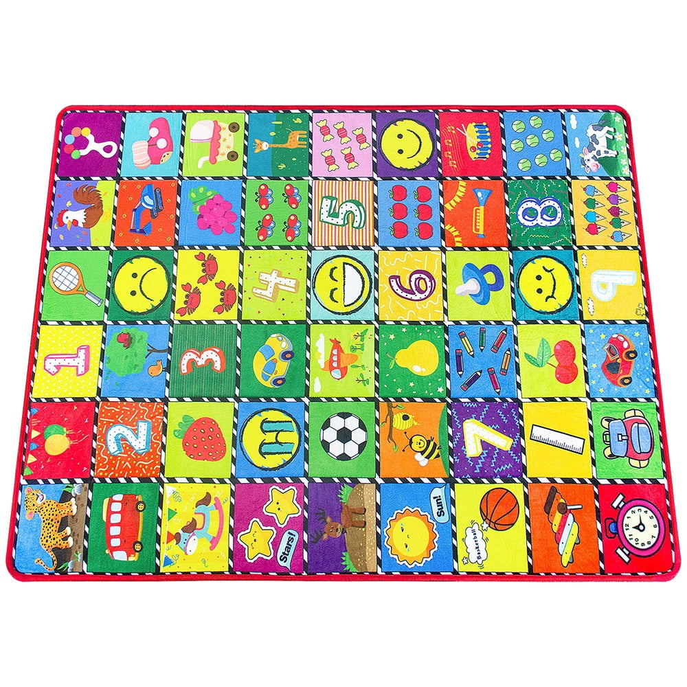 teytoy Baby Mat for Floor 59' x 41' -  Kids Area Rugs Educational Play Mat for Room Decor, Baby Play Mat,Count Game, Learn Animals, Expressions, Family Beach Carpet Outdoor Indoor Gift