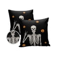 thumbnail image 2 of Outdoor Throw Pillow Cover Halloween Funny Skull Skeleton Waterproof Cushion Covers 2 Pack Spooky Pumpkin Ghost Face on Black Pillow Cases Home Decoration for Patio Garden Couch Sofa, 2 of 7