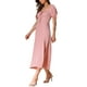 thumbnail image 4 of VESTIDO DE MUJER INSPIRE CHIC CUELLO CUADRADO CON CORBATA MANGA ABULLONADA ESPALDA FRUNCIDA HENDIDURA LATERAL LARGA TALLA XL ROSA, 4 of 5
