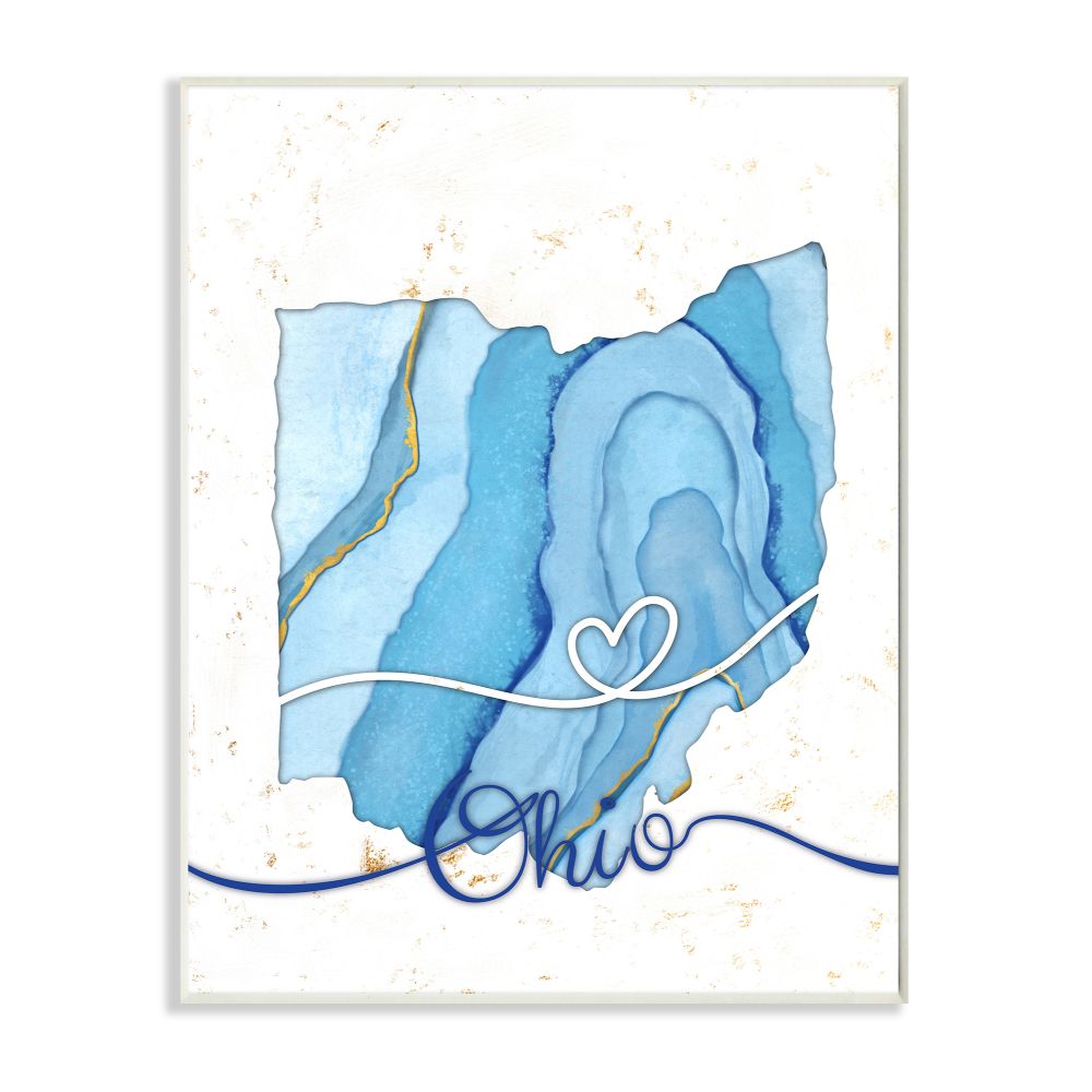 Stupell Industries Ohio Agate Blue US State Design Wall Plaque by Ziwei Li